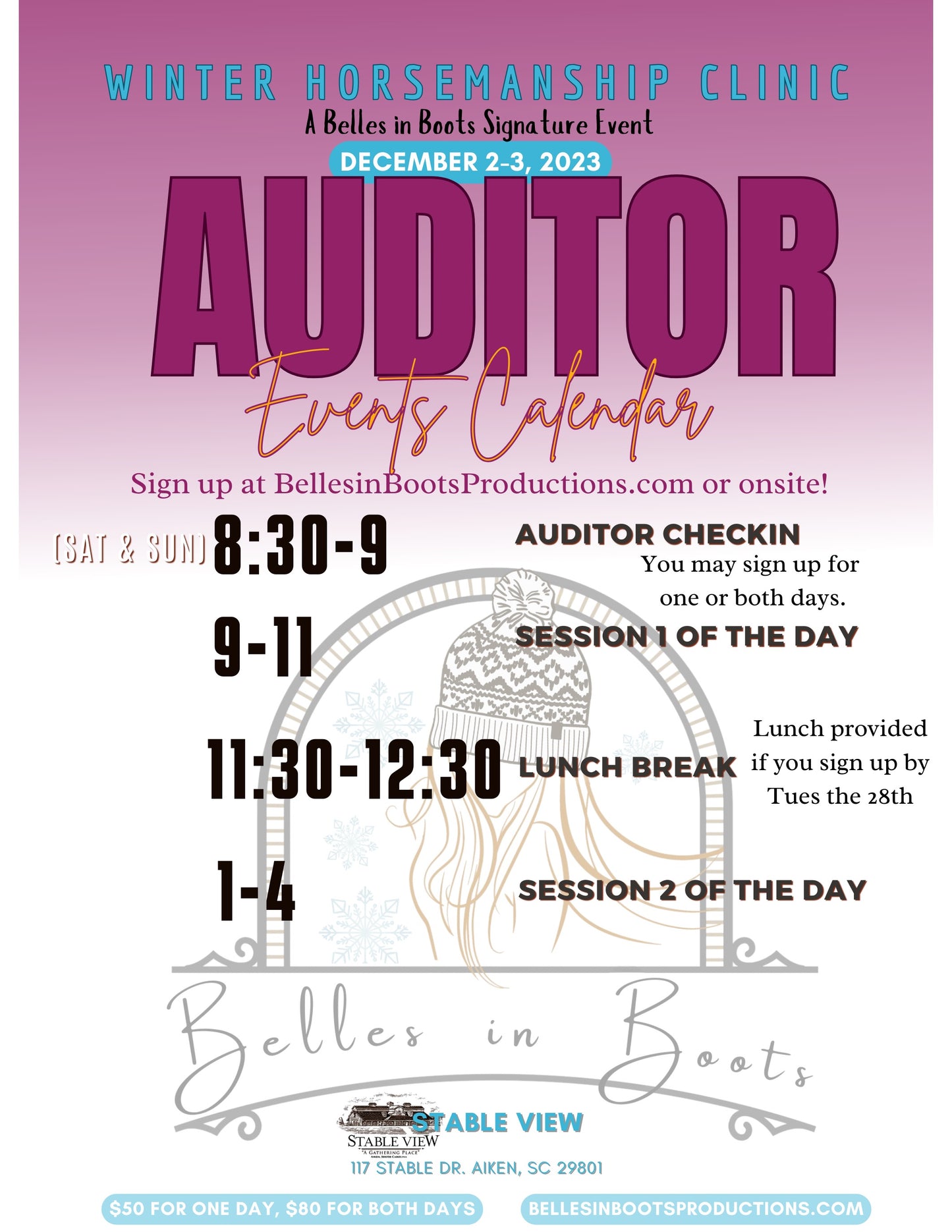 Winter Horsemanship clinic with Diamond K 1 Day Auditor